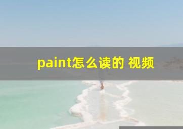 paint怎么读的 视频